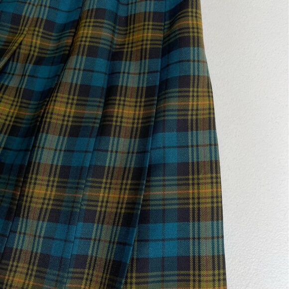 Vintage LL Bean Wool Blend Tartan Plaid Pleated Skirt Women Size 12 Blue Black - Picture 5 of 11